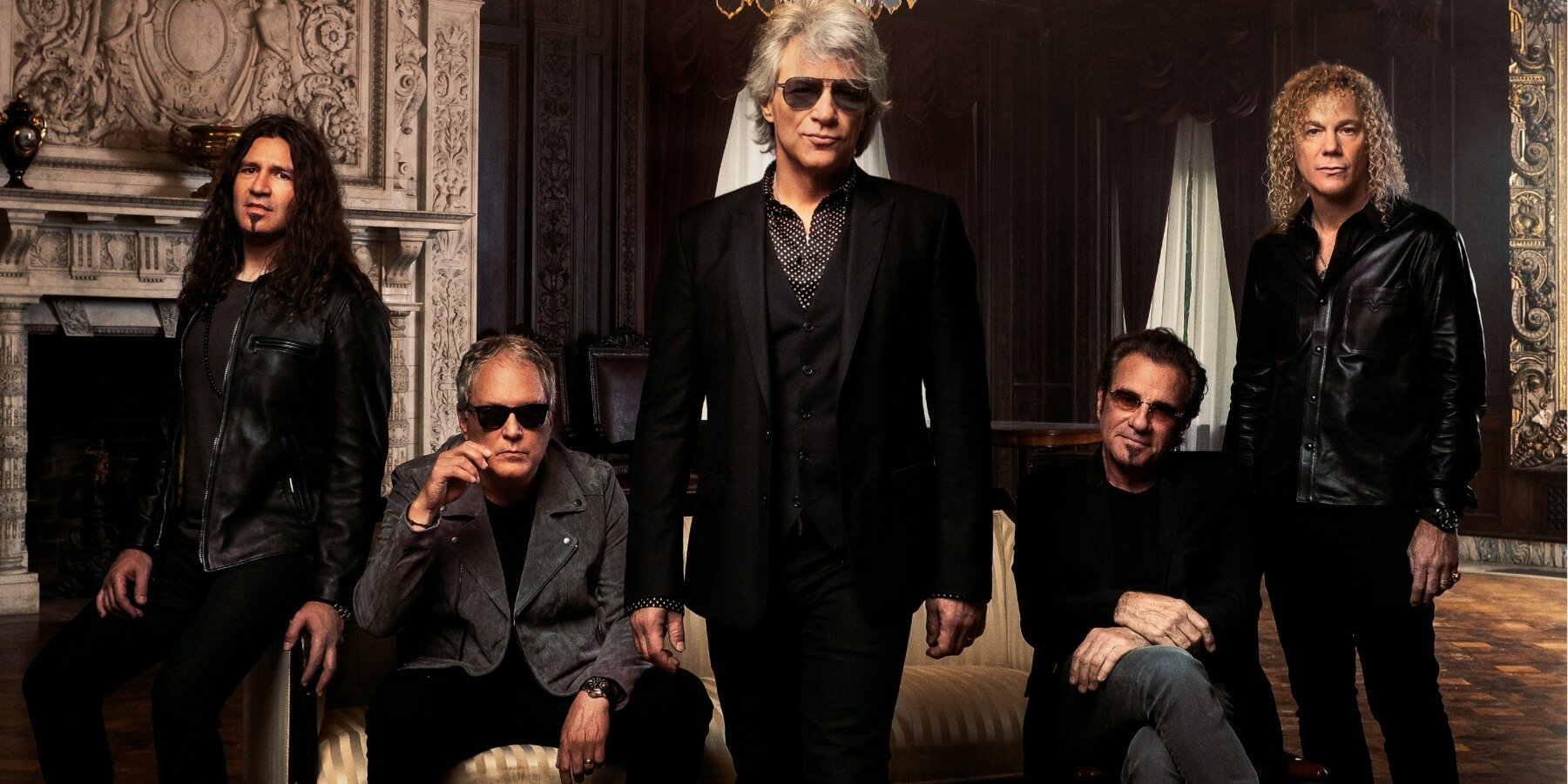 Bon Jovi members include Phil X, Hugh McDonald, Jon Bon Jovi, Tico Torres, and David Bryan