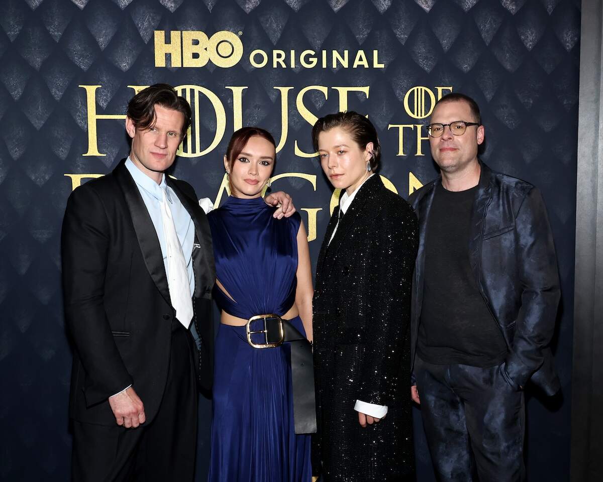 The cast of House of the Dragon pose together on the red carpet before the season 2 premiere