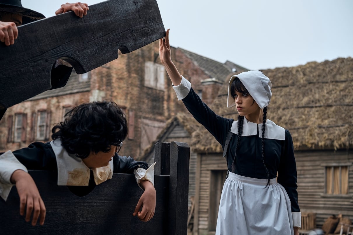 Moosa Mostafa as Eugene Otinger, Jenna Ortega as Wednesday Addams in episode 3 of 'Wednesday' on Netflix