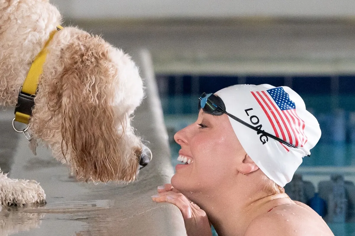 Jessica Long and her dog Goose